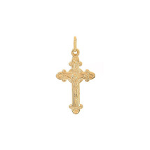 14K Yellow Gold Fleur de Lis Crucifix Pendant - £125.80 GBP
