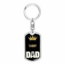 Cat Keyring Gift Tabby Cat Dad King Swivel Keychain Stainless Steel Or 1... - £20.20 GBP