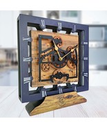 CANADA LINE DESK CLOCK SQUARE (HYBRID WALL) 10 INCH VINTAGE BROWN - $79.99