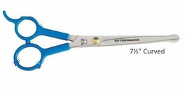 Ball Point Shears Professional Dog Pet Grooming 7 1/2&quot; Curved Coated Handle - £37.25 GBP
