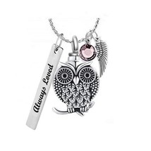 Owl of Love Sterling Silver Ash Urn - Love Charms™ Option - £63.90 GBP