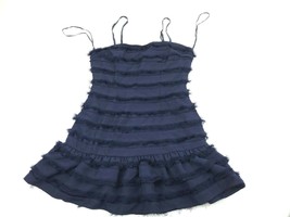 LUVALOT Navy Blue Tassel Fringe Square Neck Dress Womens Size 2 - £23.55 GBP