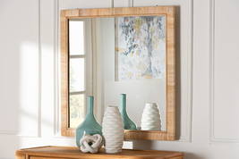 Vallea Bohemian Natural Rattan Square Accent Wall Mirror - $167.00