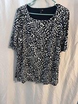 East 5th womens Size 2X top Black And White 2 Layer short sleeve blouse - £7.42 GBP