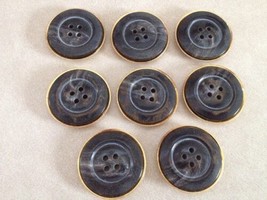 Lot of 8 Vintage Marbled Dark Colored Plastic Brass Four Hole Buttons 2.... - £10.34 GBP