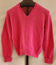 Ralph Lauren Sport Pink Cotton V Neck Sweater Size Medium womens - £15.77 GBP