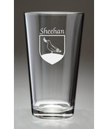 Sheehan Irish Coat of Arms Pint Glasses - Set of 4 (Sand Etched) - $68.00