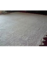 Blanket Handmade Greek Crochet Embroidered Unique Coverlet Bedspread White - £475.63 GBP