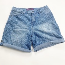 Gloria Vanderbilt Womens Shorts Blue 8 Denim Star Print Pocket Buttons - £10.59 GBP