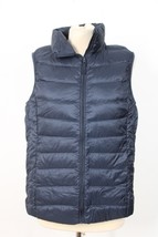 Uniqlo L Blue Ultra Light Nylon Down Puffer Full Zip Vest - £19.24 GBP