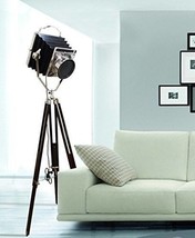 Black and Chrome Spotlight Industrial Camera Searchlight Floor Lamp Living Rooms - £145.27 GBP