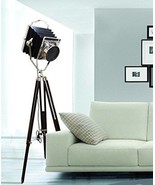 Black and Chrome Spotlight Industrial Camera Searchlight Floor Lamp Livi... - £146.36 GBP