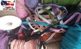 LOT 100 yards RANDOM mixed picot edged lingerie sewing elastic 1/2&quot; 3/8 USA SHIP - £17.87 GBP