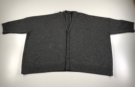 Eskandar Sweater Womens One Size Gray Merino Wool Button Front Draped La... - $280.49