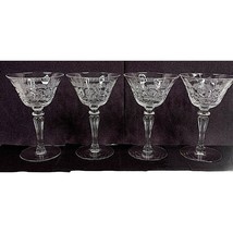 Wine or Cordial Martini Glass Stemware Etched Design Clear 6&quot; Set of 4 - £24.51 GBP