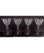 Wine or Cordial Martini Glass Stemware Etched Design Clear 6&quot; Set of 4 - £24.46 GBP