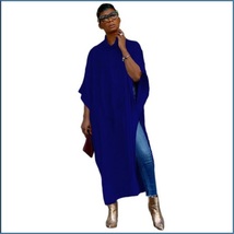 Long Loose Cashmere Cape Tunic Hoodie Open Slit Sides Five Colors And Four Sizes image 3