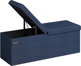 Ulsf076Q02, Midnight Blue, Songmics Foldable Storage Ottoman,, And Entry... - $65.98