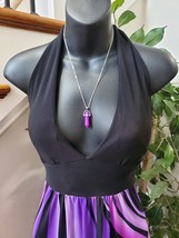 Kiwi Women&#39;s Black Purple Polyester Halter Neck Sleeveless Long Maxi Dress Large - £22.05 GBP