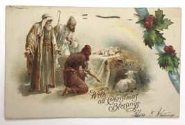 1906 With All Christmas Blessings Nativity Scene Postcard UDB Printed in Bavaria - $12.00