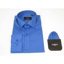 Men Shirt Hankie CASILA Turkey Cotton Blend Long Sleeves 501760-19 Royal Oxford image 4