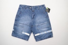 NOS Vtg 90s Marithe Francois Girbaud Mens 38 Baggy Spell Out Strap Shorts Blue - £174.05 GBP