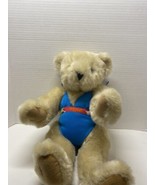 Vermont Teddy Bear Company Blonde Bear Plush Stuffed Jointed 16" Bathing Suit