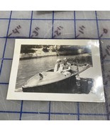 Vintage Photograph Young Couple In Boat At Dock 1940s Man Woman - $210.10 MXN