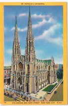 New York Postcard NYC St Patrick&#39;s Cathedral 5th Ave &amp; 50th Street - $2.96