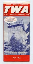TWA Timetable Trans World Airlines TWA March 1953 Schedule Blarney Castle - $21.78