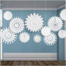 Snowflake Sparkle: 16 Pcs Winter White Paper Snowflake Decorations for Frozen Bi - $52.46