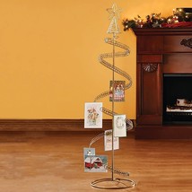 Spiral Wire Christmas Tree Card Photo Holder Display Stand Holds 100 Cards 46&quot;H - £31.35 GBP