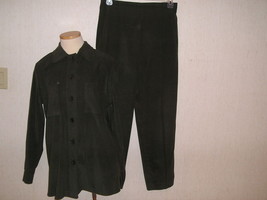 Vtg Harve Benard Jacket &amp; Pants Suit Outfit Euc Misses Size 8 Dark Olive Green - £14.88 GBP