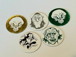 Monster Face Pogs mixed lot Slammer Milk Cap game poggs vtg fang troll clown 5A - £14.20 GBP