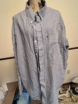 Izod Shirt Adult 4XL Gray Stripe Long Sleeve Button Up Dress Shirt - $17.85