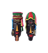 Decorative Idol Handmade | Terracotta Multicolored Tribal Mask | Tribal Wall Han - £21.28 GBP