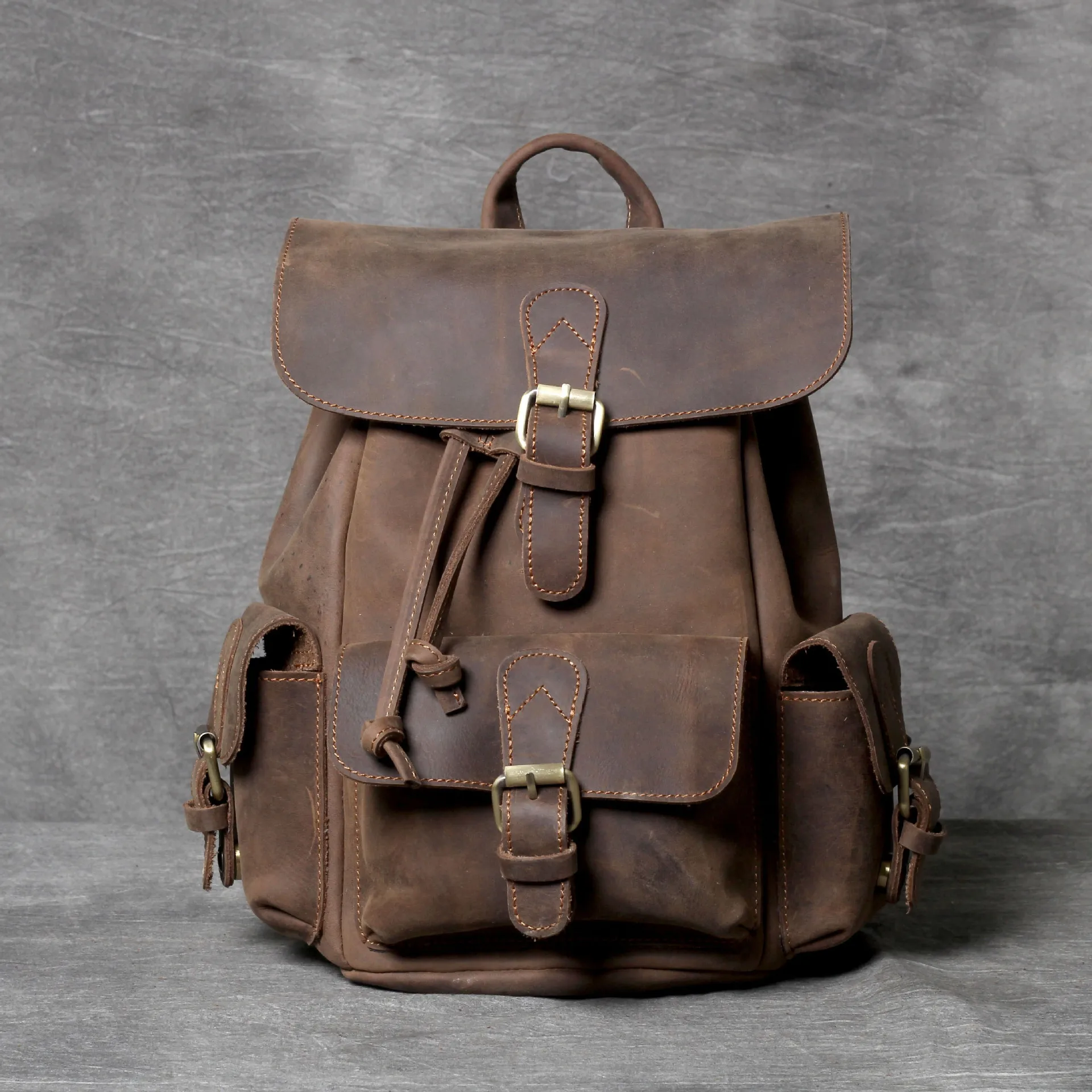  Women&#39;s Backpack Crazy Horse Cowhide Bags For Women Handmade  Leather Backpacks - £94.81 GBP