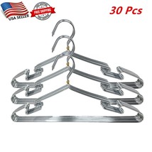 30 Pcs of Stainless Steel Wire Coat Hangers Strong Heavy Duty Clothes Hangers - £20.66 GBP