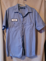 Men's FRED Cintas Comfort Flex Work Shirt Size Large Blue Short Sleeve M... - $12.99