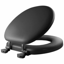 Black Soft Padded Toilet Seat Premium Cushioned Standard Round Cover Com... - £95.10 GBP