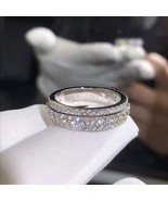 Atemberaubend 2Ct Rund Schliff Moissanit Hochzeit Ehering 14k Weiß Vergo... - €86,39 EUR