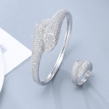 Women's geometric bracelet ring two piece set high quality zircon ring bracelet  - £35.32 GBP