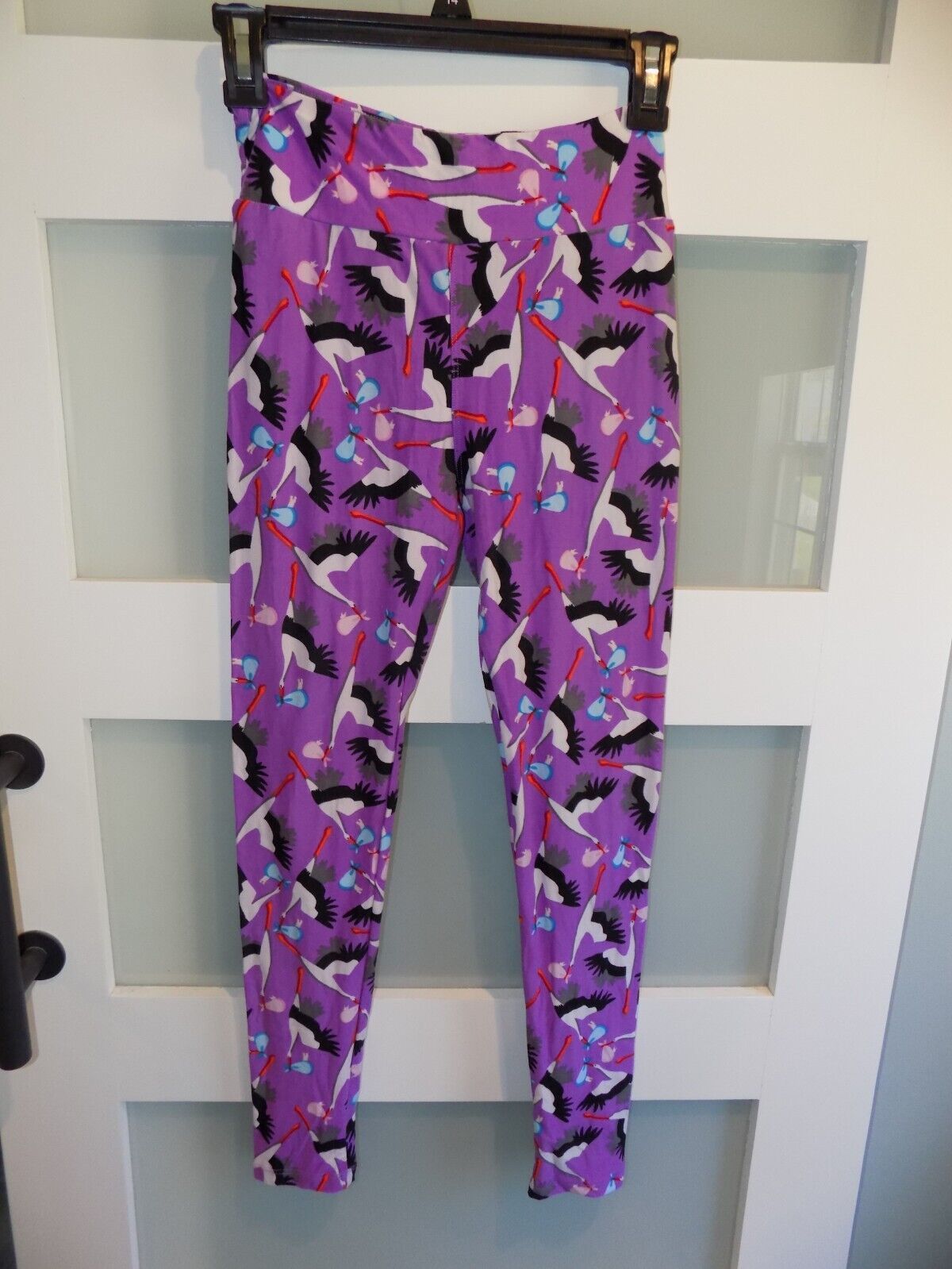 LuLaRoe Stork Purple Gender Reveal Leggings Size OS Women&#39;s - $17.48