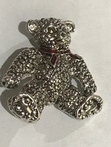 Vintage Signed AAI Christmas Teddy Bear Pin/Broach with Santa hat and Red scarf - £11.76 GBP