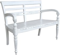 Bench Trade Winds Raffles Traditional Antique Seats 2 Painted White Paint - £1,302.15 GBP