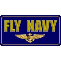 fly navy wings insignia military logo on blue license plate usa made - £23.59 GBP