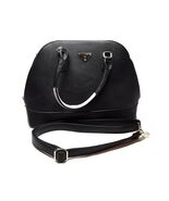 Vegan Black Faux Leather Alyssa Large Satchel Shoulder Handbag Two Tone EUC - $24.70