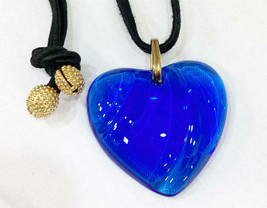 Baccarat crystal Blue Heart Pendant Necklace Glass gift - $137.68