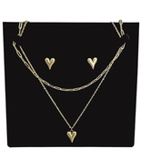 gold double layer stainless steel necklace and heart-shaped hoops set - £11.00 GBP