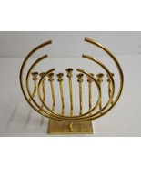 Unique Modernistic Judaica 24-Gold Plated Chanukah Hanukkah Menorah, H 2... - $220.81 CAD